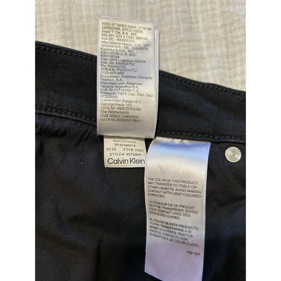 CALVIN KLEIN Men's Slim Straight Fit Jeans Black Color Size 36x32. - Picture 3 of 4